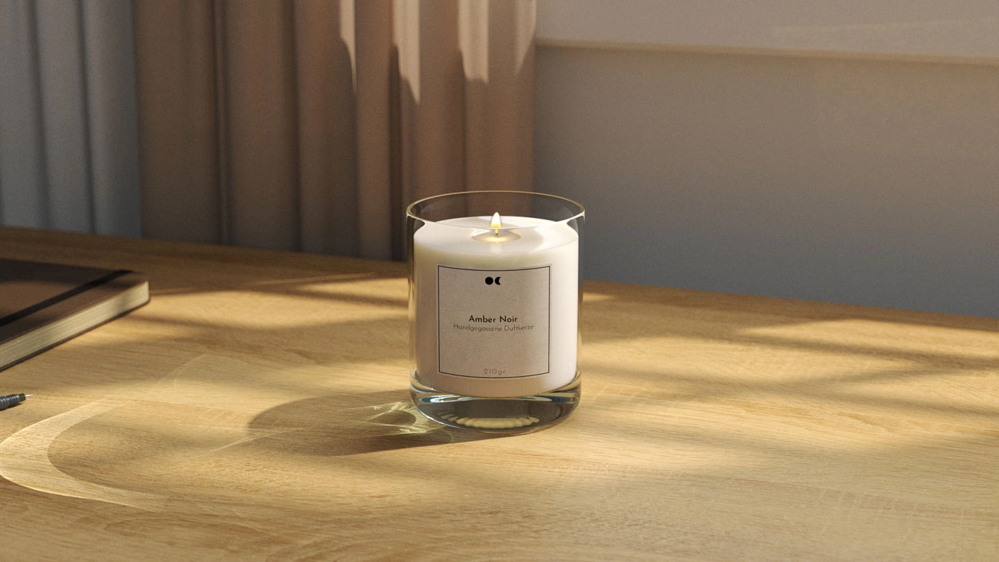 Amber scented candle in a jar