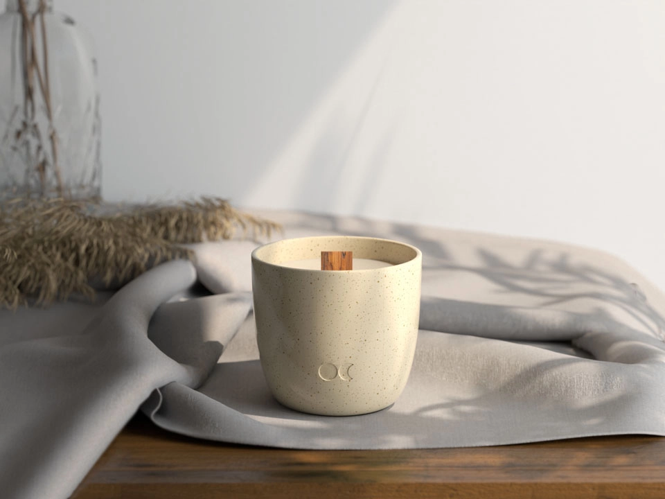 Ceramic scented candle - Bulgarian Rose with seed paper