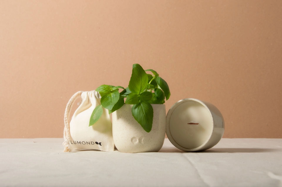 Keramik-Duftkerze Bulgarische Rose mit Saatpapier