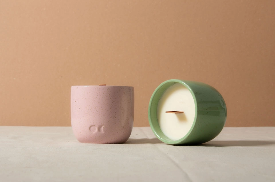 Keramik-Duftkerze Bulgarische Rose mit Saatpapier