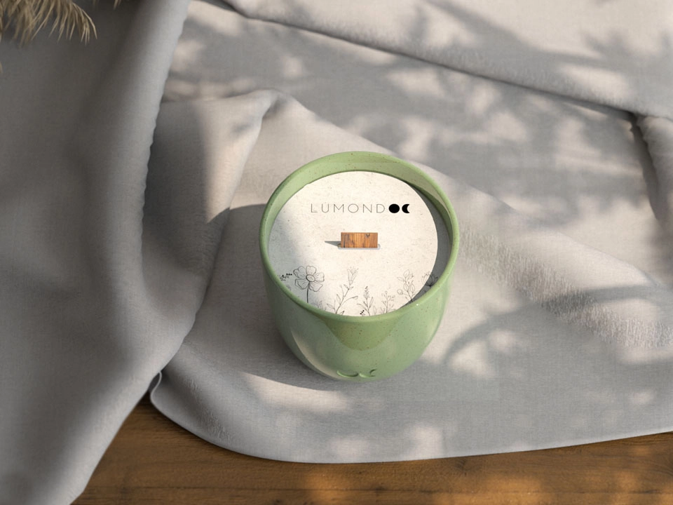 Keramik-Duftkerze Englische Birne & Freesien mit Saatpapier